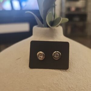 Classic Silver-Tone Crystal Stud Earrings - Women Jewelry